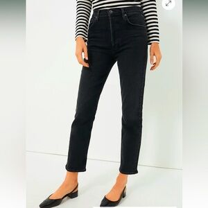 AGOLDE Black Wash High Rise Riley Crop